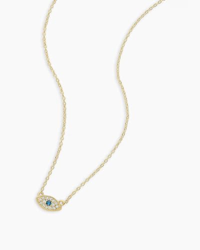 - Evil Eye Pendant Necklace - 18K Gold Plated - Adjustable Link Chain wITH White CZ and London Blue Nanogem Talisman - Perfect for Layering - Long-Lasting - Image 3
