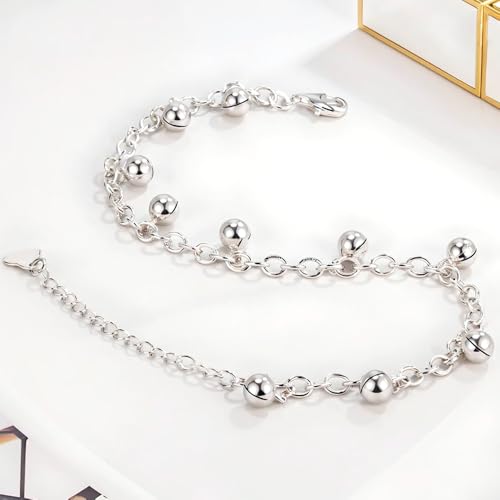 925 Sterling Silver Adjustable Bell Anklet, Dual-purpose anklet/bracelet with Lobster Clasp, Up to 10.5 inches for Women - Image 5