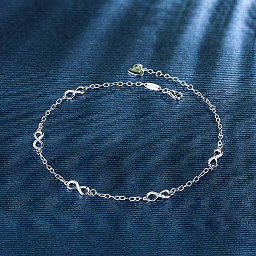 Ankle Bracelets for Women S925 Sterling Silver Infinity Anklets for Women Adjustable Foot Ankle Bracelet - Image 4